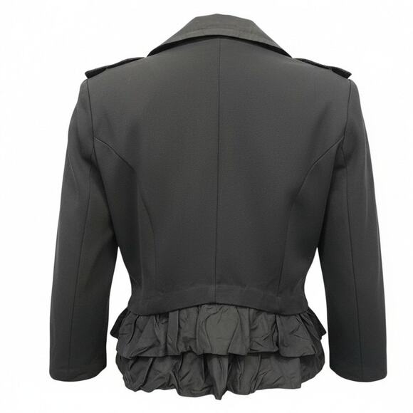 Juicy Couture Blazer Jacket Size S Bubble Ruffle Hem Military Epaulets Black - Picture 4 of 14